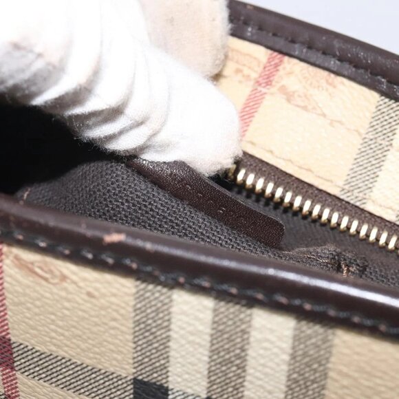 BURBERRY Nova Check Shoulder Bag PVC Beige Gold Auth - Picture 12 of 16